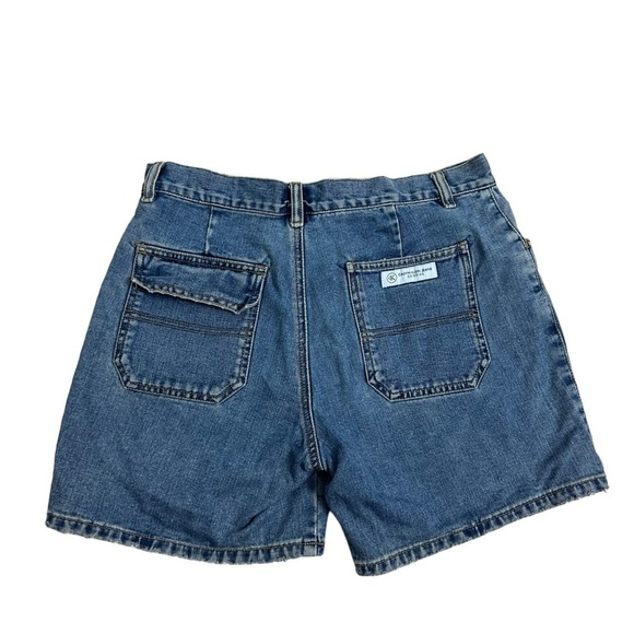 Vintage 90s Jean Shorts Calvin Klein Denim Cargo Blue Dad Modest Size 7 28 Waist - Picture 4 of 6